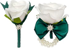 Corsage and Boutonniere Set for Wedding Prom Artificial Flower Corsage Wristl...