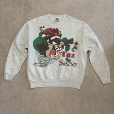 90s Looney Toons Taz the Season Christmas Holiday Vintage Graphic Crewneck