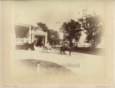 Horse carriage by wealthy NY house mansion antique art photo by George Rockwood