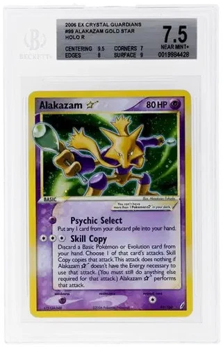 2006 Pokemon Gold Star Ex Crystal Guardians #99 Alakazam Holo BGS 7.5