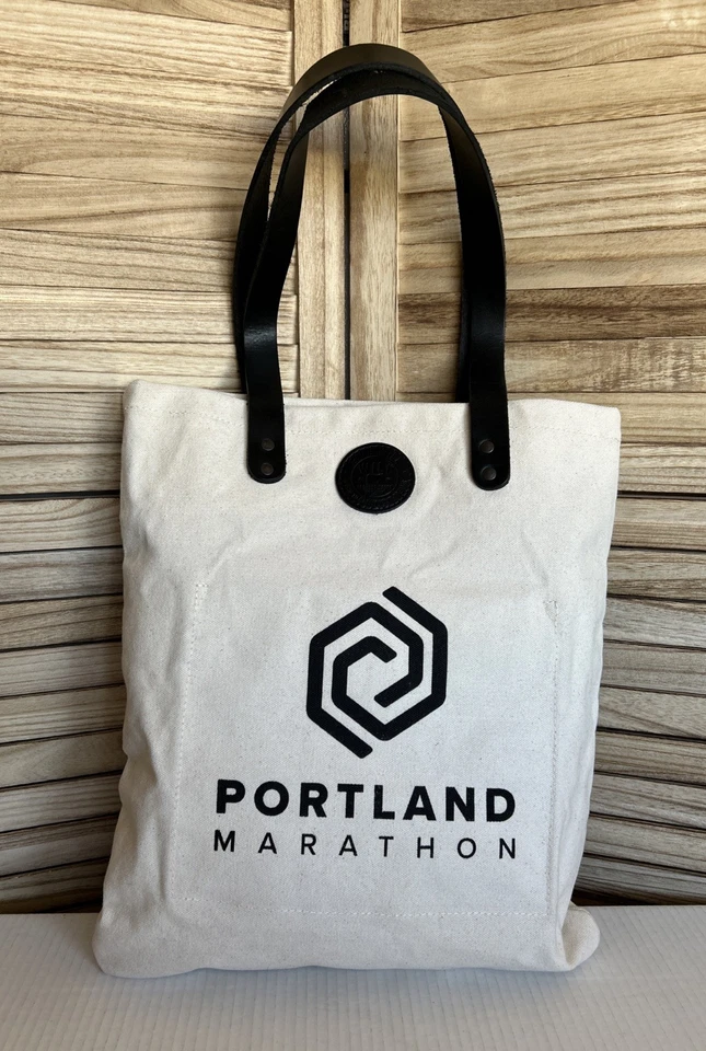 WILL LEATHER PRODUCTS - Bolso grande de cuero de lona negro + blanco Portland Marathon Foto 4 de 4