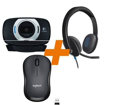 Logitech H540 USB Headset + C615 HD Webcam + M220 Silent charcoal Maus #1907097