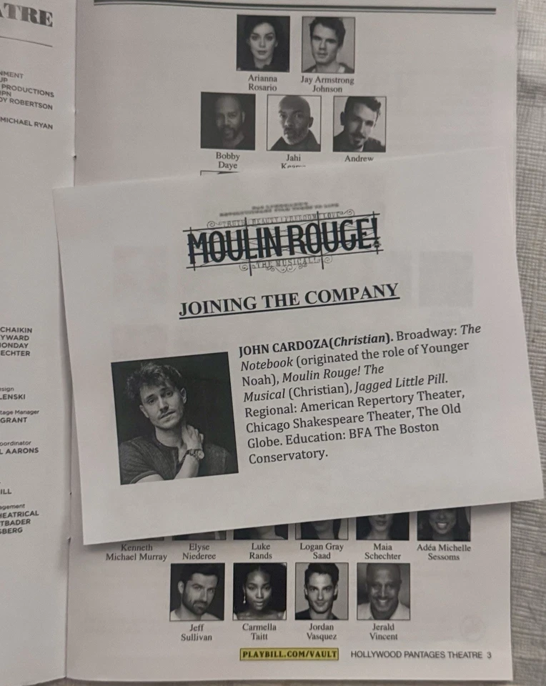 Playbill Moulin Rouge El musical Hollywood Pantages 2025 Foto 3 de 3