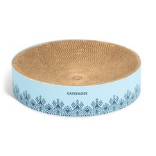 Cat Scratcher Bowl Blue W/ Curved Cardboard Plush Edge for Rest Play