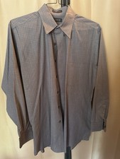 Arrow Wrinkle Free Dress Shirt Men's 15-15.5 Gray Long Sleeve Check Cotton Blend