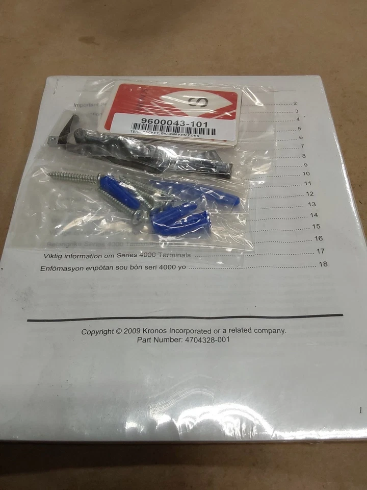 Kronos Intouch 9600043-101 B/C 4500 KRN ROHS Term Pack, Card,Manual  - Image 2 of 3