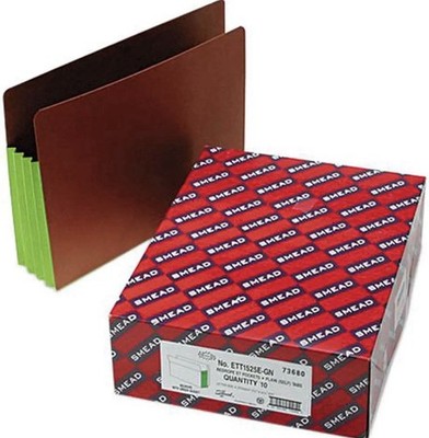 Smead 73680 File Pocket, 3.5'' Expansion, Redrope with Green Gusset. Letter Size