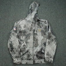 New Orleans Saints Jacket Mens Large Gray Reebok Onfield Full Zip Hooded NFL *