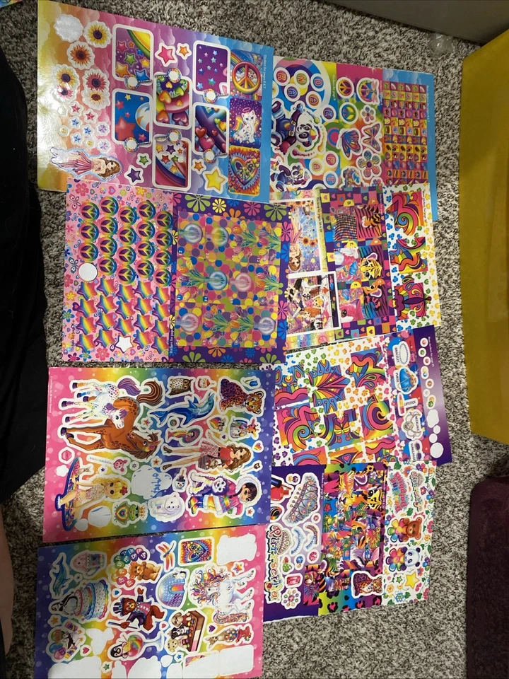 Lote de folhas adesivas grandes vintage 2012 Lisa Frank do livro - Imagem 3 de 4