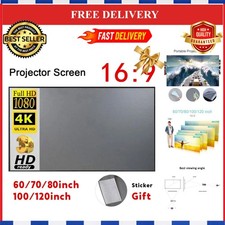 Portable Projector Screen 1:1 Gray Foldable Wall Mount Home Outdoor