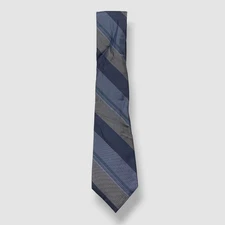 Ryan Seacrest Distinction Men's Blue Silk Striped Classic Neck Tie Size 58x3
