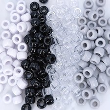 MIIIM 1000PCS 6x9mm Pony Beads Bulk, Black and White Large, Neutral
