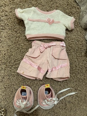 Build A Bear White Sweater Heart Pink Shorts Pink Shoes High Top RARE Retired #8