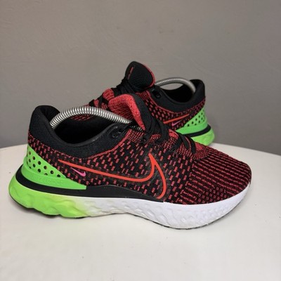 Nike React Infinity Run Flyknit 3 Running Shoes Black Red Green Mens 8.5