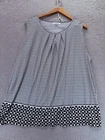 Liz Claiborne Womens Pleated Sleeveless Top Black White Geometric Size 3X