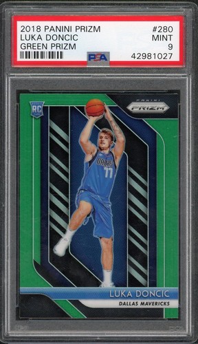 2018/19 Panini Prizm Luka Doncic Green Prizm Rookie #280 PSA 9