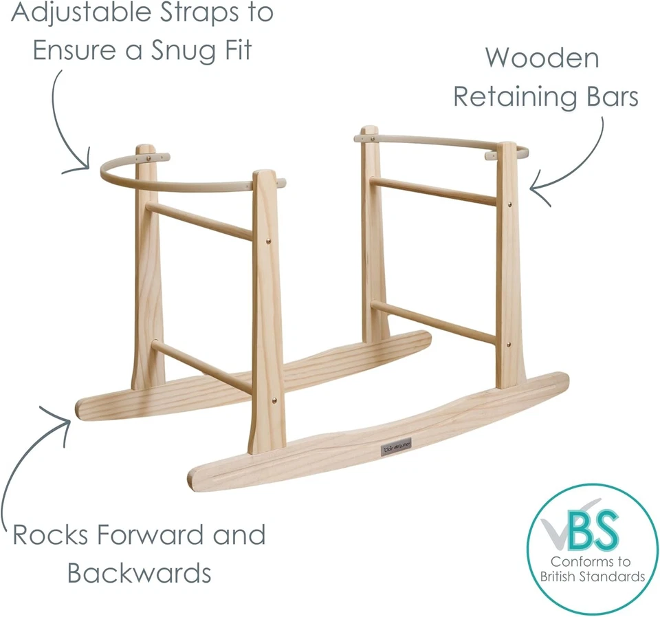 Clair de Lune Wooden Standard Rocking Moses Basket Basket, Natural  - Image 3 of 4