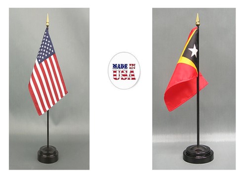 Hecho en los EE. UU.- 1 American & 1 Country Rayon 4""x6"" Bandera de escritorio de oficina y 2 soportes - Imagen 62 de 217