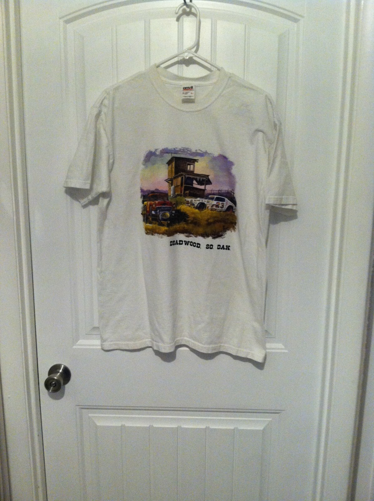 ALTRA T shirt manica corta bianca grande incudine adulto Deadwood So. Dak. Chevy Cars