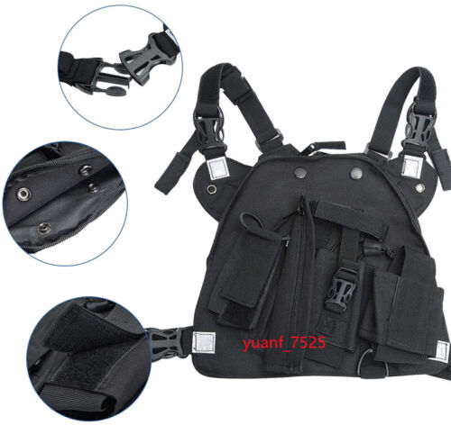 Tactical Chest Rig Bag Harness Radio Pocket Walkie Talkie Front Pack Vest Pouch - Picture 3 of 5