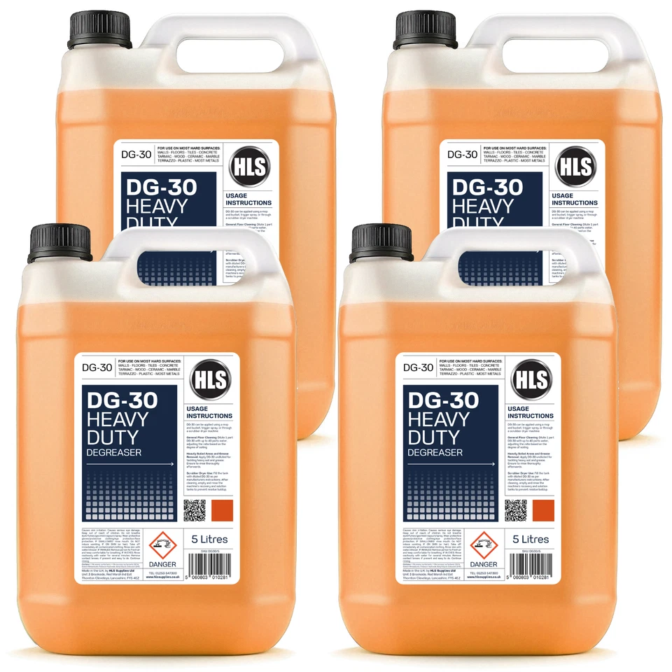 HLS SUPPLIES DG-30 Heavy Duty Degreaser - Fast Acting Floor Cleaner & Degreaser 4 x 5L (20L)
