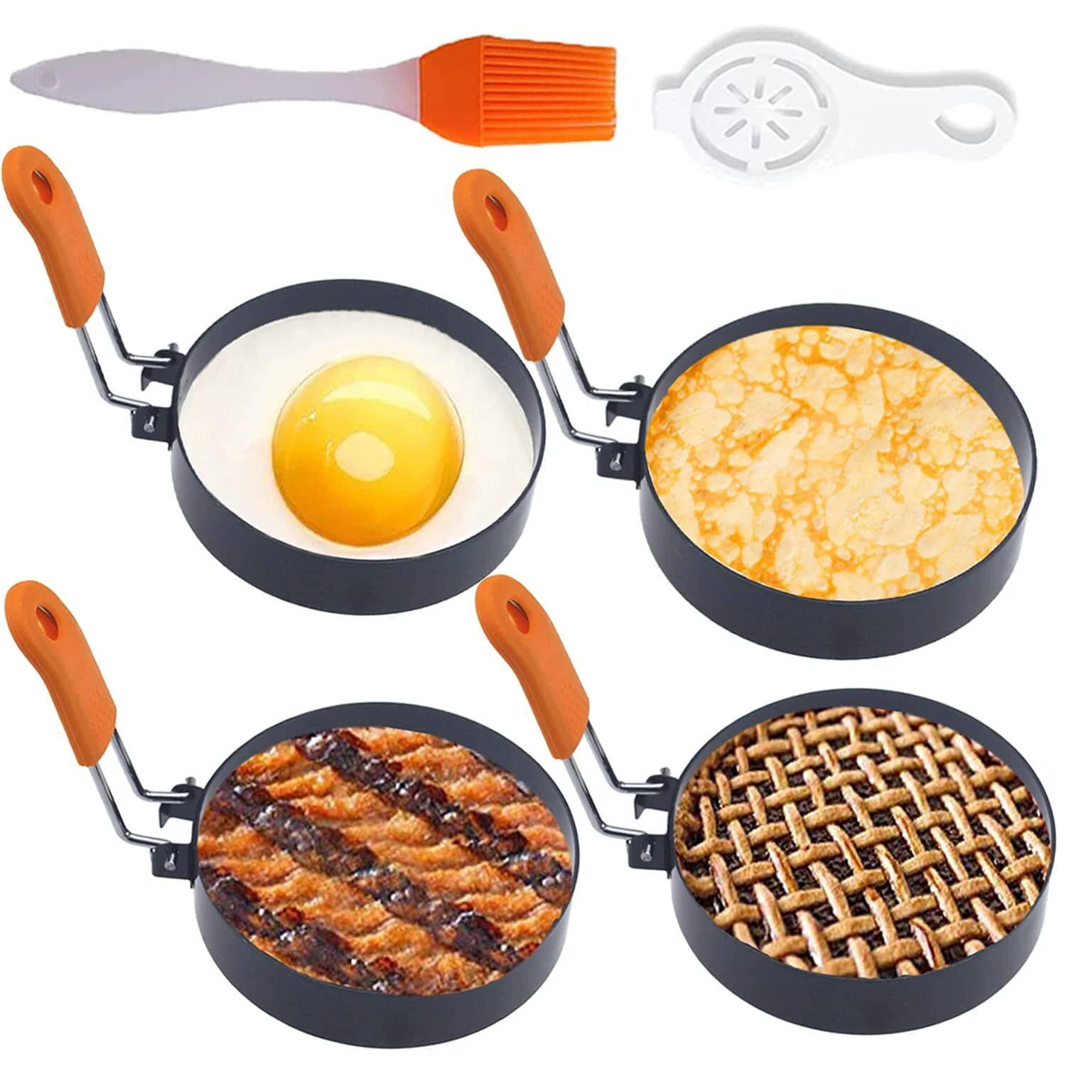 4 Pcs Stainless Steel Eggs Maker Non Stick Round Egg Cooker with Oil Brush
Opens in a new window or