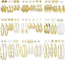 54 Pairs Gold Hoop Earrings Set for Women Multipack, Boho Fashion Statement Stud