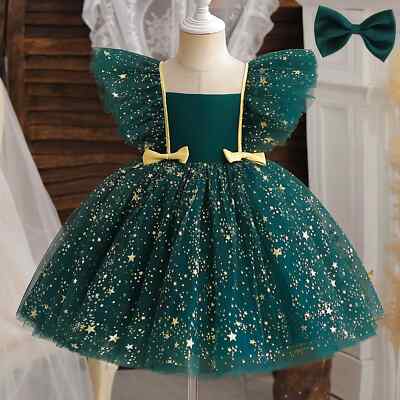 Baby Girl Green Sequin Party Dress Newborn 1 Year Birthday Princess Outfit  Kids | eBay
