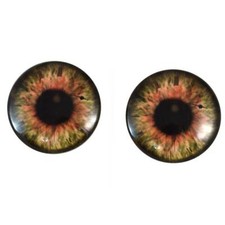 Pair Brown Steampunk Clock Glass Eyes Jewelry Doll Taxidermy Flatback Cabochons