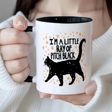 11 oz, black cat  funny Mug birthday gift drinking cup ceramic room decoration