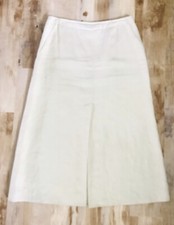 Linen Maxi Midi Skirt Lagenlook Pastel Green Pockets Kick Pleat Lined Sz 10