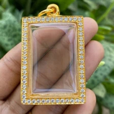 Empty Case Frame Phra Somdej Gold Micron Gem Thai Amulet Pendant 3.6 x 2.5 cm #B