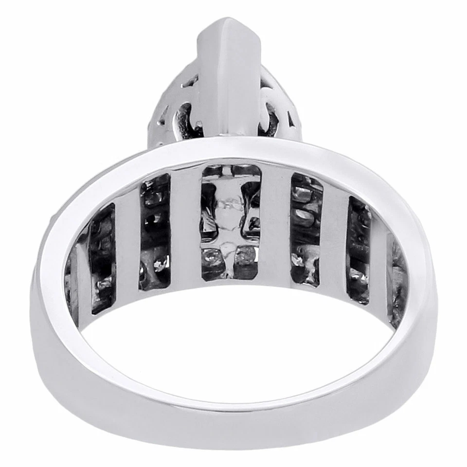 10K White Gold Baguette Diamond Marquise Cluster Ladies Wedding Ring 1 Ct. - Image 4 of 4
