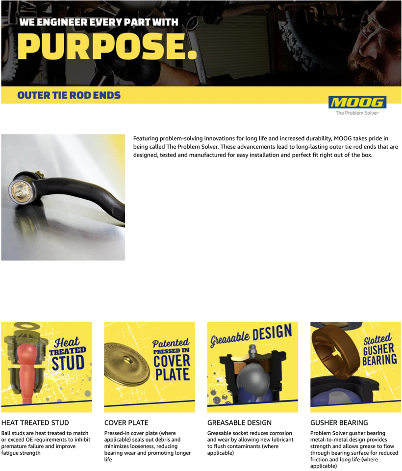 Extremo de barra de amarre exterior derecho de dirección MOOG ES800857 para Volvo XC90 2003-2014 nuevo Foto 3 de 4