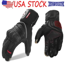 Men Goatskin Leather Glove Touch Screen Windproof Motorcycle Riding Racing Glove