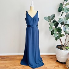 Vera Wang WHITE label midnight blue maxi gown formal bridesmaid dress size 12