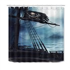 Retro Skull Pirate Ship Shower Curtain Waterproof Fabric Bath +12 HOOOKS