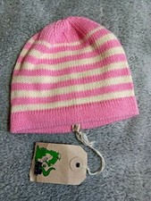New Soup Dragon Baby Girl's Knit Striped Hat Pink/White 0-3 M