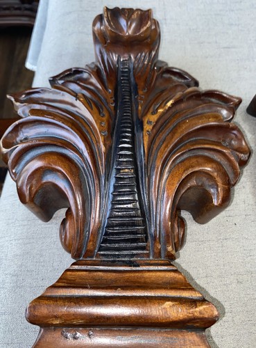 Vintage Set Of 2 Carved Wood Corbels 20” Wall Scones Endless Decor possibilities - Picture 10 of 24