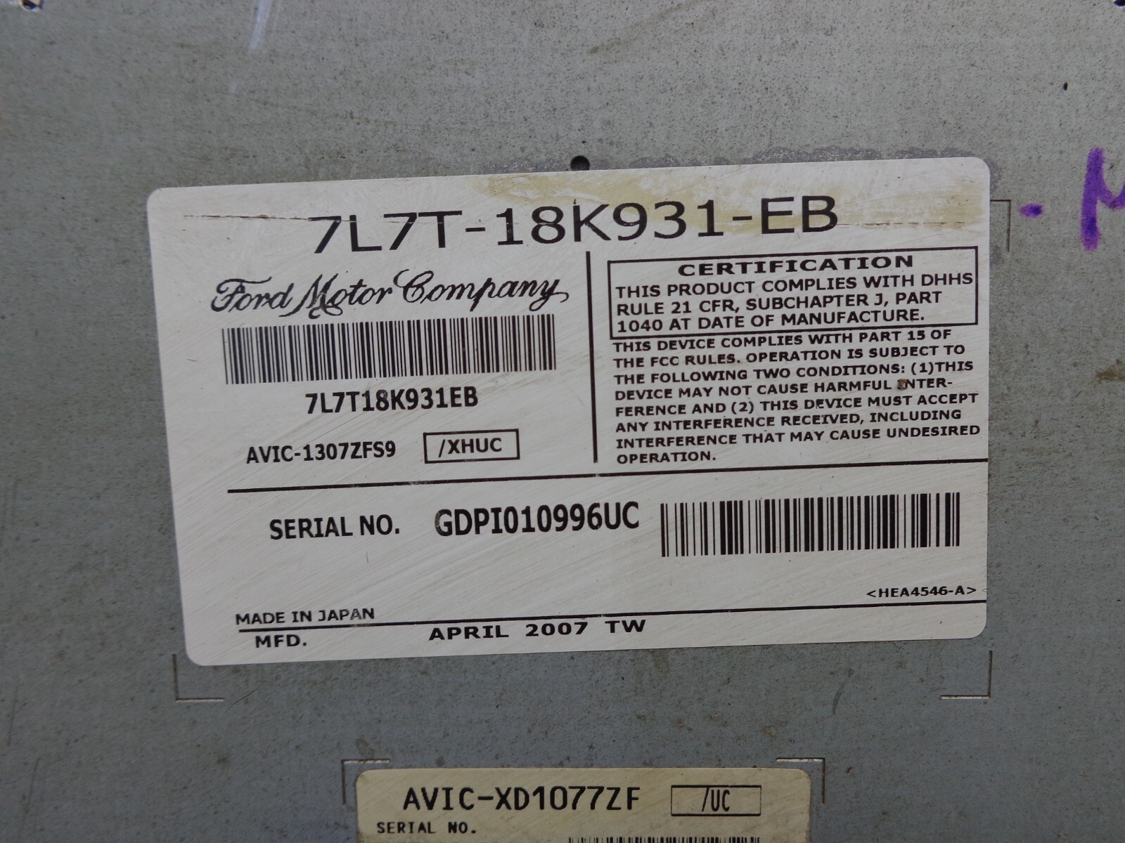 2007 Lincoln Navigation Radio Navigation Screen Display CD Player OEM