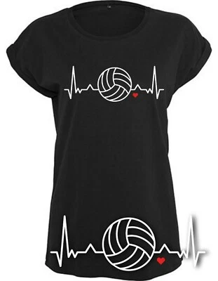 Volleyball Damen T-Shirt Volleyball Herzschlag Volleyballerin Shirt - Bild 1 von 3