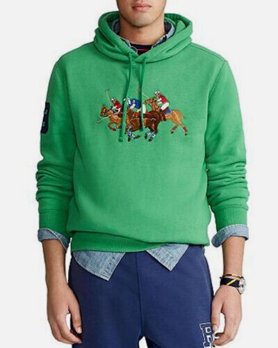 Polo Ralph Lauren uomo grande e alta LT equitazione tripla pony player felpa con cappuccio verde