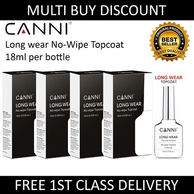 CANNI No Wipe Top Coat 18ml Long Wear Diamond Super Bright UV / LED Soak Off Gel