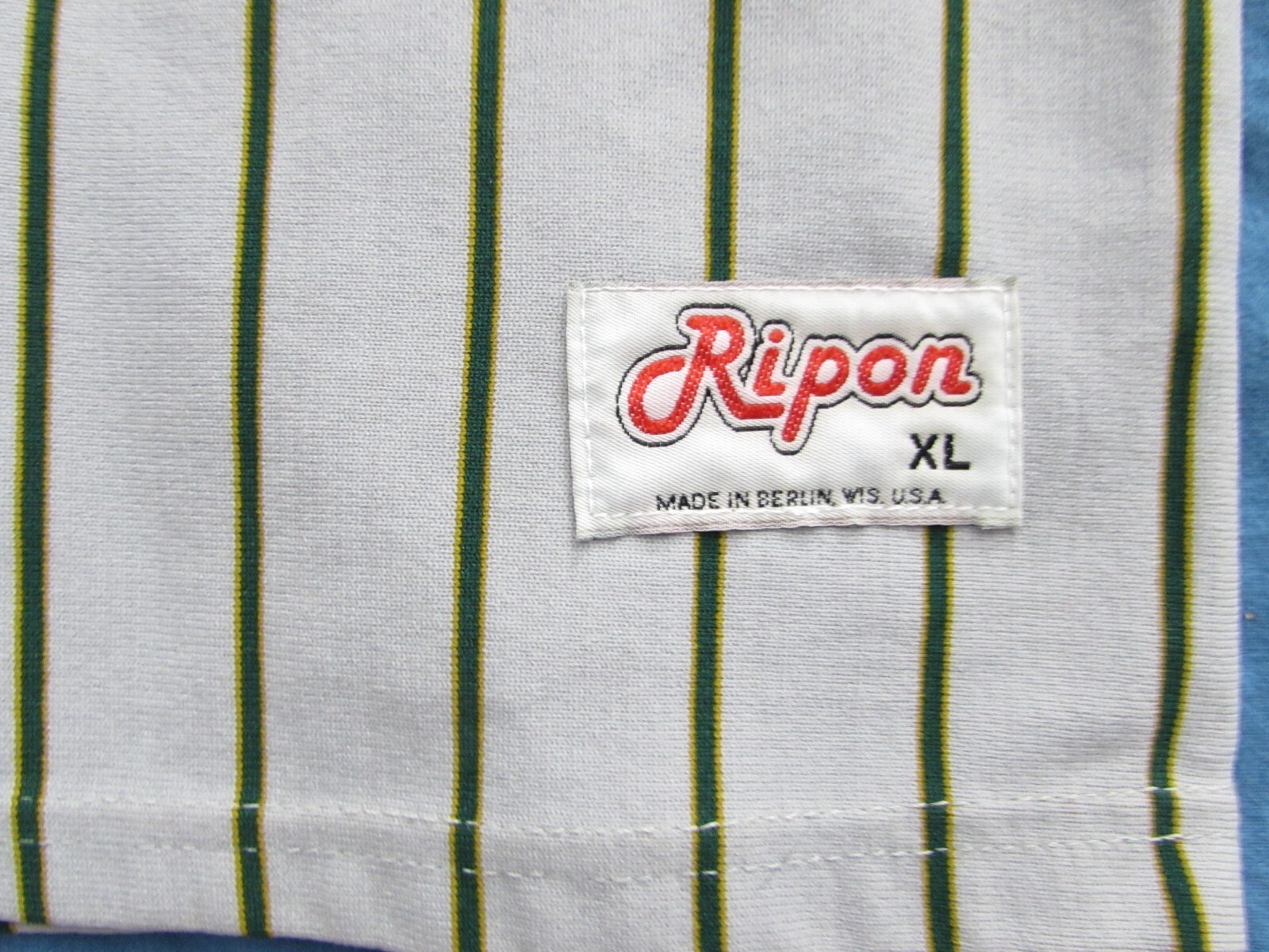 VTG SAINTS Ripon Baseball XL Jersey Mens 6 Pinstripe Button Up Athletic USA