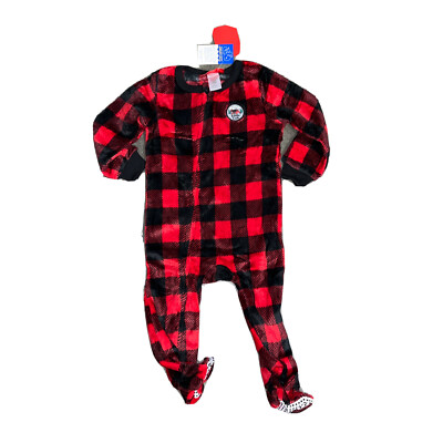 NWT Baby HOLIDAY #FAMJAMS Buffalo Plaid Fur Zip One Piece Christmas Pajamas  24M