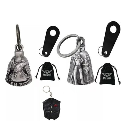 Pack Of Two 3D Guardian Biker Firemen Dog & Fallen Hero Motorcycle Bell