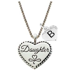 Custom Daughter Silver Heart Necklace Pendant Child Jewelry Choose Initial