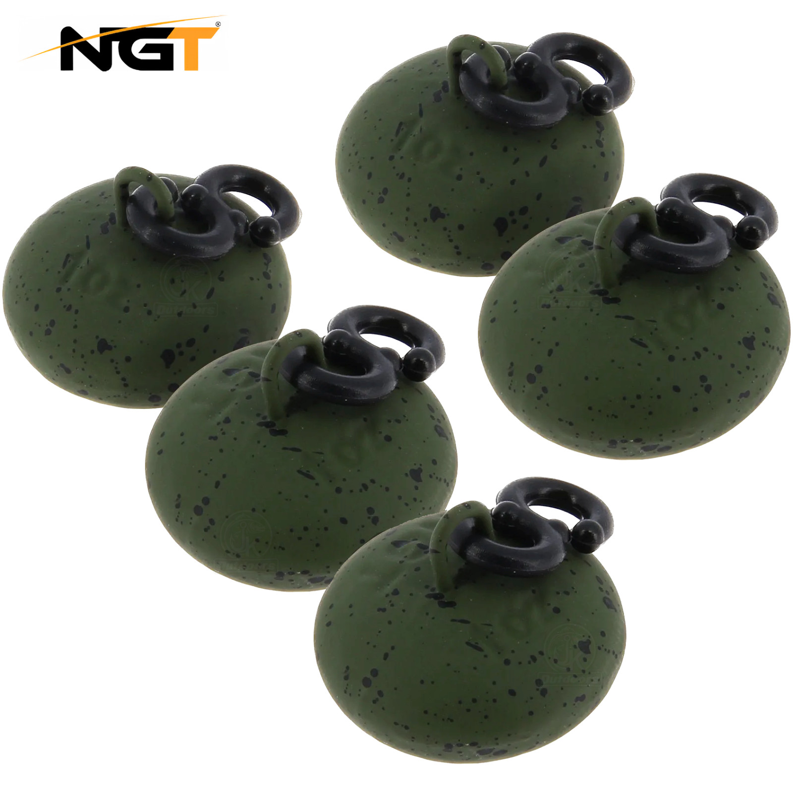 5x NGT 1oz Back Leads Coated Carp Fishing Saucer Weights Lead Weights