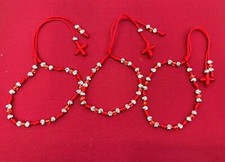 Pack of 3 Handmade Braided Red String Bracelet Lucky Beads