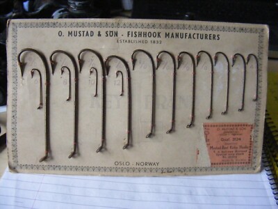 Hameçon Vintage Glen Evans Mustad – Argenté, Lot De Pêche, état D'époque